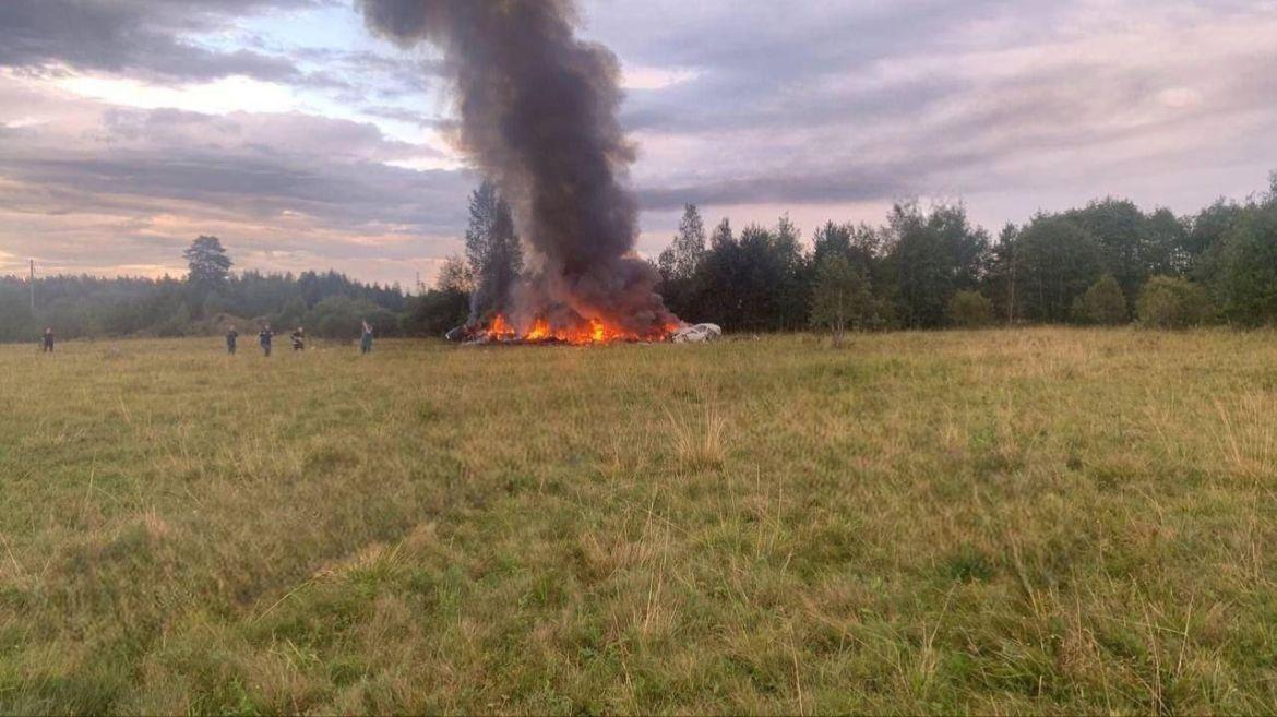 A private jet allegedly carrying Wagner founders Yevgeny Prigozhin and Dmitry Utkin and other passengers crashed in Russia's northwestern Tver region on 23 August 2023. 