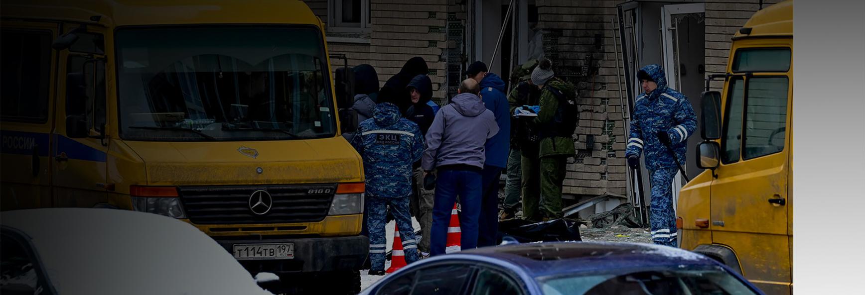 A view of the scene after Lt. Gen. Igor Kirillov, chief of Russia's Radiation, Chemical and Biological Protection Defense Troops, and his assistant were killed in an explosion in Moscow, Russia on 17 December 2024.
